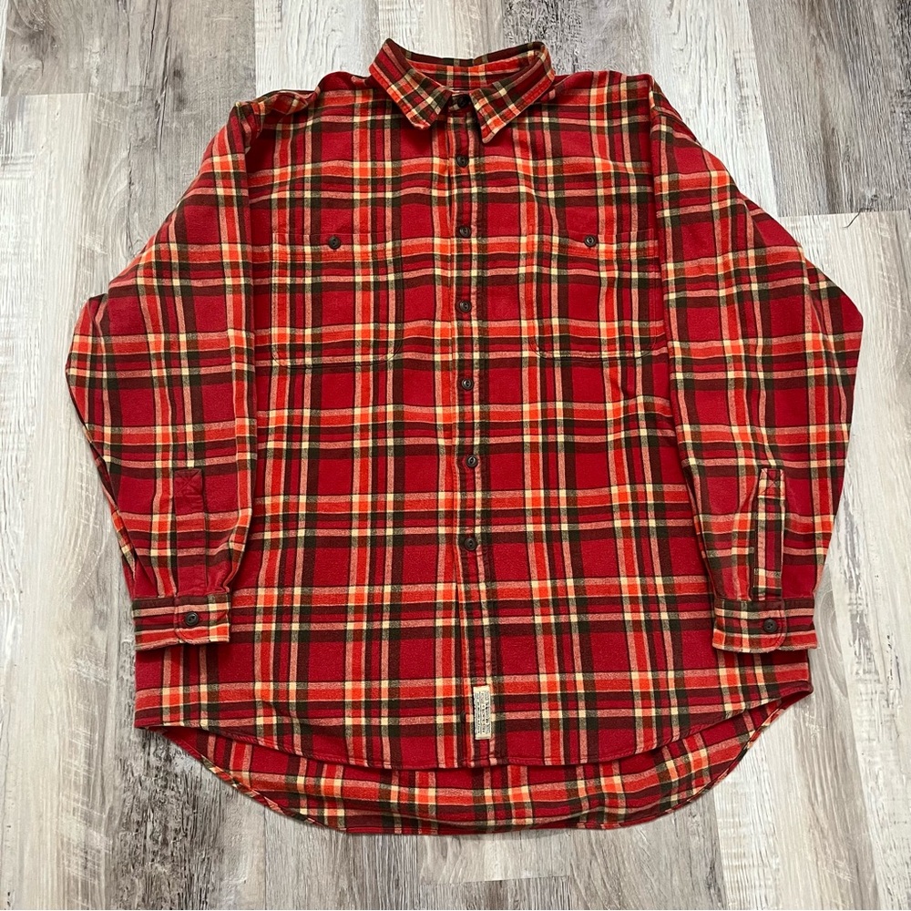 Vintage Abercrombie & Fitch 2XL Plaid Chamois Shirt Flannel Plaid Red Cotton